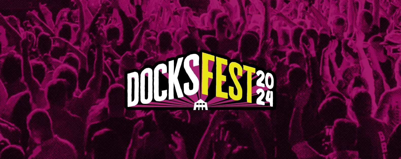 Docks Fest 2024 Header Image showing the event logo overlaid over a crowd