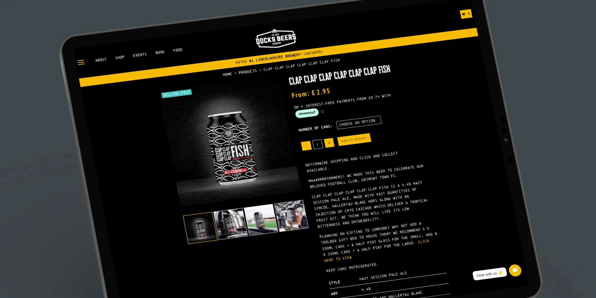 Docks Beers website shown on a mobile phone