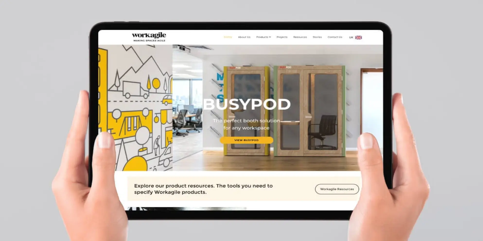 Workagile Website shown on tablet