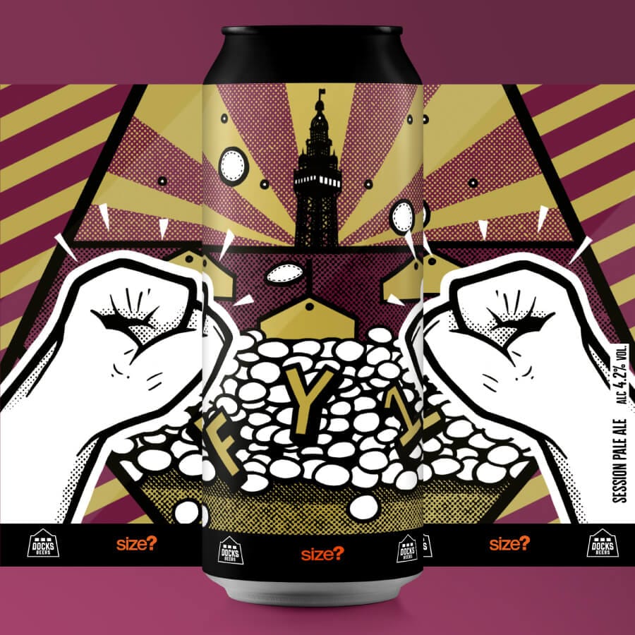 Docks Beers x size? "FY1" craft beer can illustration by Sourcefour's Kirk