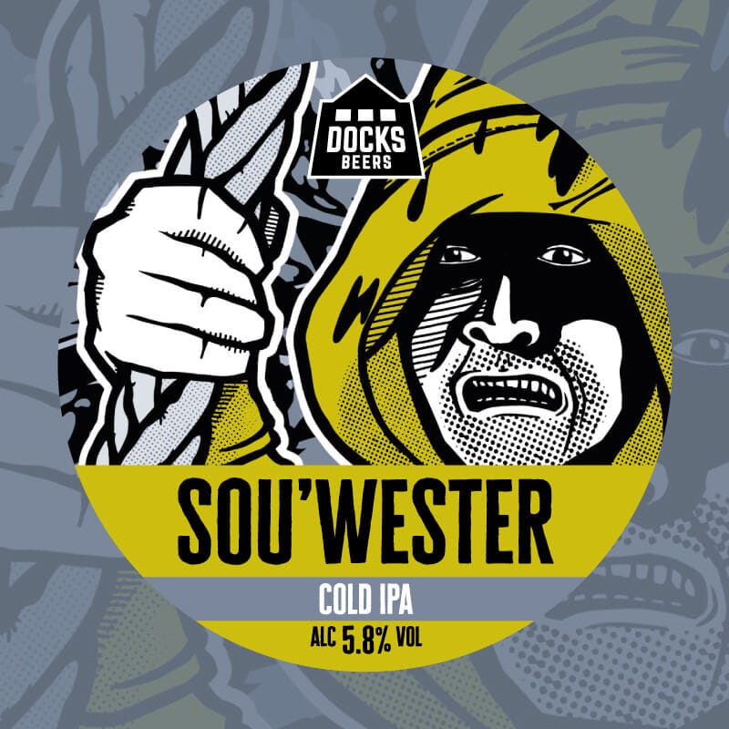 Docks Beers x Beer52 Sou'wester Cold IPA keg badge